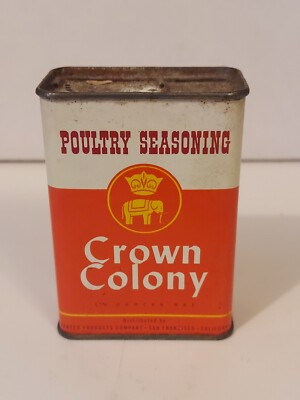 Crown Colony Brand 1960s Poultry Seasoning Spice Tin