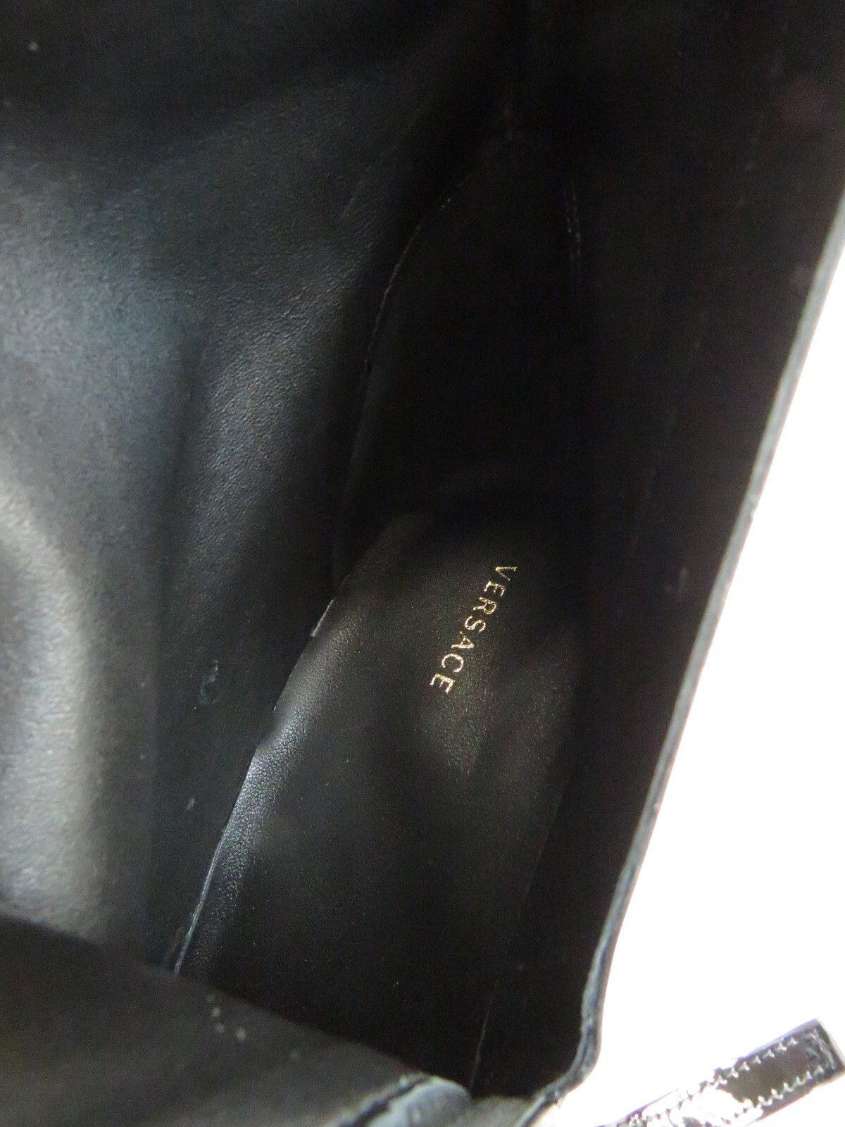 Pre-owned Versace $1300  Black Patent Leather Medusa Medallion Zip Heel Ankle Boots 39.5