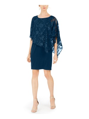 CONNECTED APPAREL Womens Green 3/4 Sleeve Short Cocktail Sheath Dress 6
