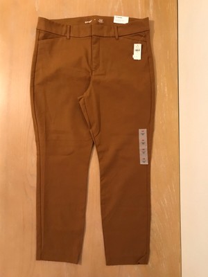 New! Ladies Old Navy Pants High Rise Pixie Ankle Never Fade Brown Size 14