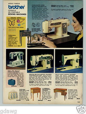 The machine/ MOMAカタログ/ヴィンテージ 1971 PAPER AD Brother Sewing Machine Free Arm Zig Zag Cam-O