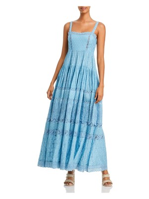 

Женское голубое платье макси без рукавов с отделкой на подкладке LOVE SHACK FANCY, Light blue