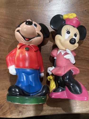 Disney - 1970-80s Mickey & Minnie Mouse  貯金箱人形 Vintage Walt Disney Mickey & Minnie Mouse Hard Plastic Bank