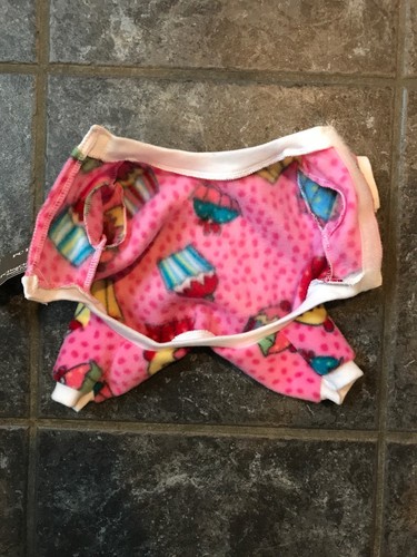 NWT Size XXS Pink Fleece Dog Pajamas  Clothing Teacup Breed Cupcake Pattern