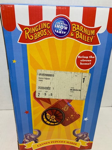 Ringling Bros Barnum & Bailey Circus Popcorn Popper Cannon 10 Cup with Bowl