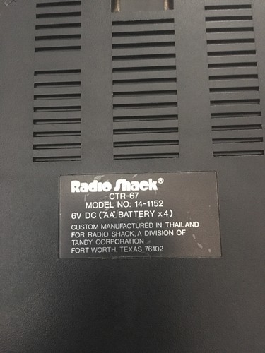 Radio Shack CTR-67 Model Cassette Recorder ~ Works