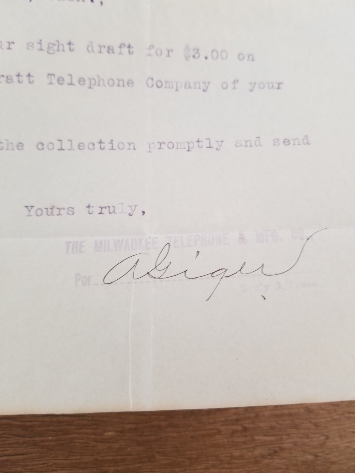 Vintage 1906 Advertising Billhead Milwaukee Telephone & Mfg. Co Wisconsin