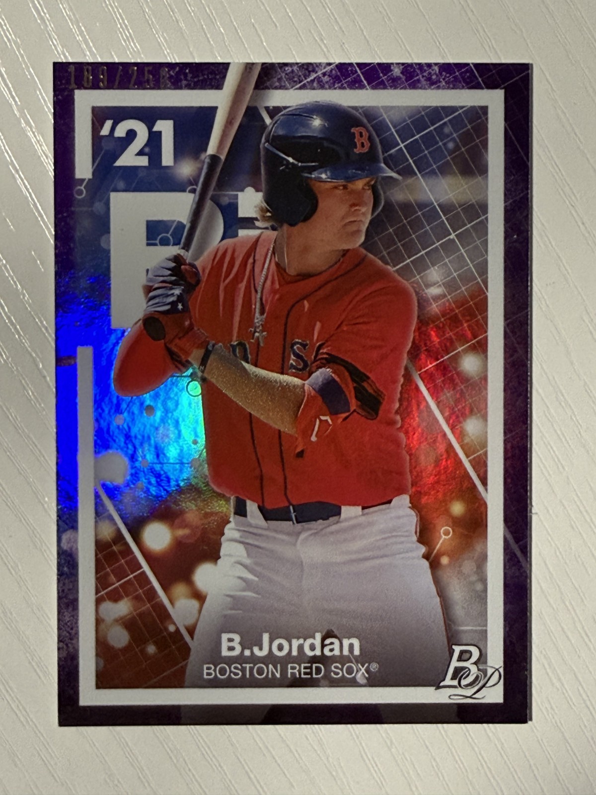 Blaze Jordan 2021 Bowman Platinum Precious Elements Purple 189/250 Cardinals