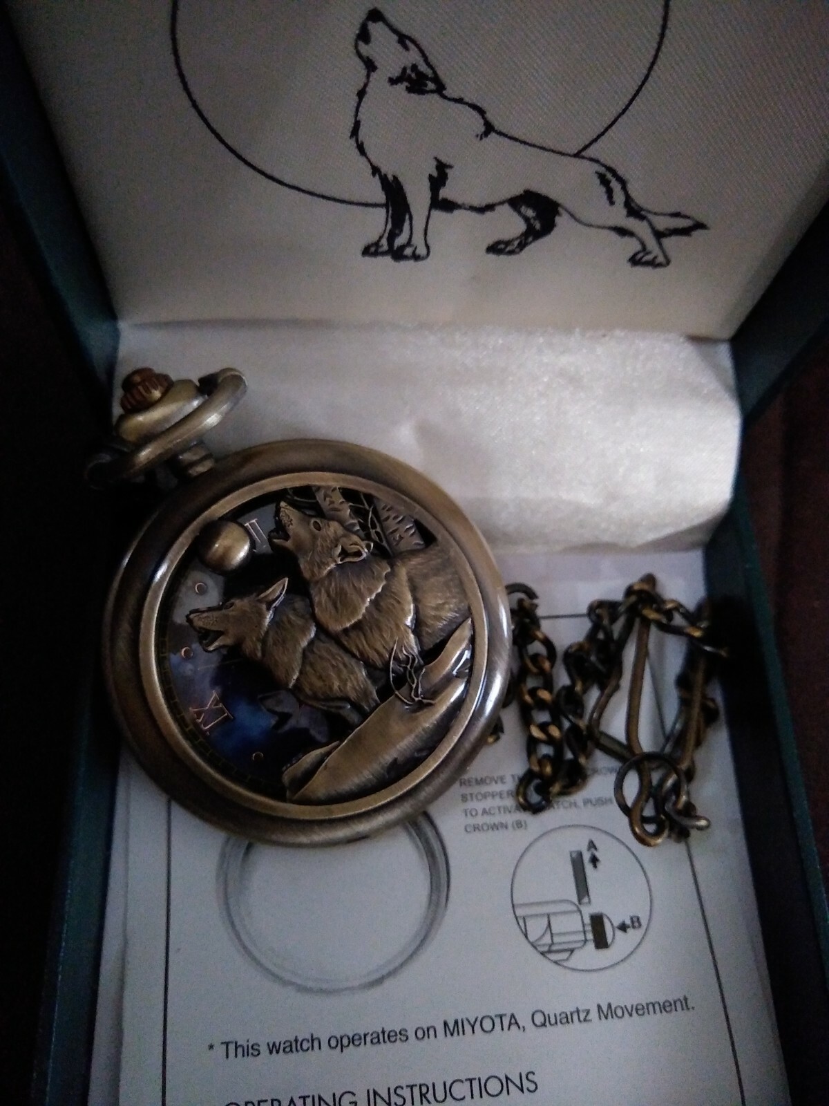Werewolf bronze pocket watch