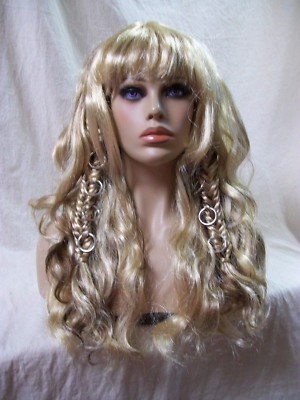 Blonde Warrior Queen Wig Mythical Goddess Pierced Braids Amazon Viking Princess