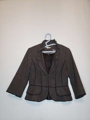 White House Black Market Womens 6 Blazer Ruffle Peplum Office Chic Polkadot 