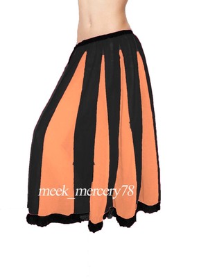 Chiffon GYPSY Stripe Flowing Belly Skirt Adult Black Stripe Trim BellyDance C8-2