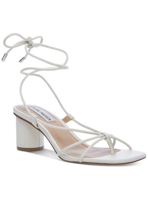 

STEVE MADDEN Женские белые сандалии с завязками на щиколотке Ivanna Leather Thong Sandals, Белый, IVAN03S1