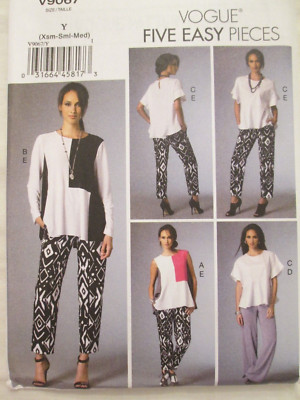 Vogue 9067 Five Easy Pieces Pullover Top Pants Pattern XS-M 4-14 Career Casual