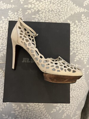 Stunning Jil Sander Beige Perforated Leather High Heel Shoes Size 39