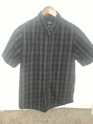 George Men's Shirt Button Down Short Sleeve New Classic Fit  Black Size S 34/36