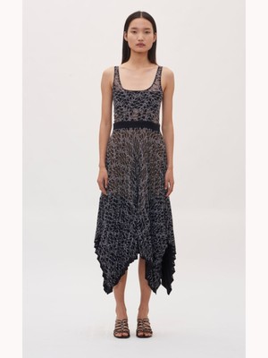 

Черное женское платье Dion Lee без рукавов с квадратным вырезом ниже колена Hi-Lo, Черный