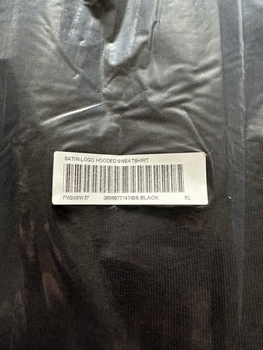 Pre-owned Supreme Satin Appliqué Hooded Sweatshirt (fw24) Black Size Xlarge