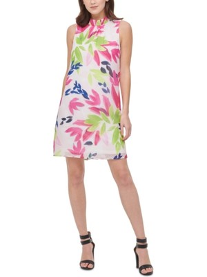 

DKNY Женское розовое короткое вечернее платье-трапеция без рукавов с завязками на спине, Розовый