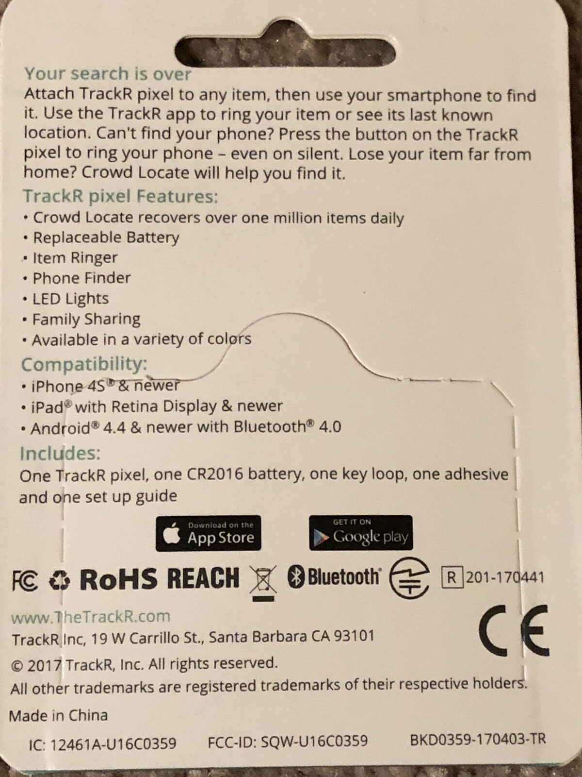 TrackR pixel Bluetooth Tracking Device Find lost items with your Smartphone