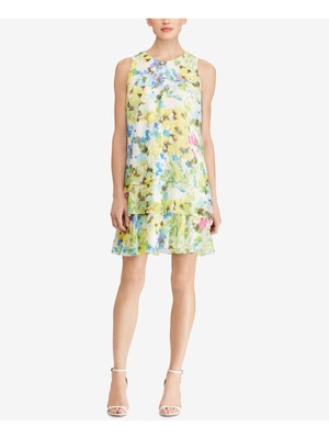 Женское платье-сорочка AMERICAN LIVING с зеленым принтом без рукавов выше колена 18