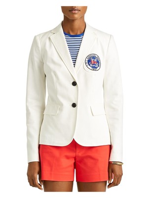 

LAUREN RALPH LAUREN Женский пиджак на белой подкладке с подплечниками на пуговицах, Белый, 200837775001