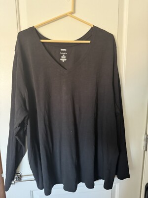 Ladies New Long Sleeve Top by Sonoma Size 3X Black V Neck