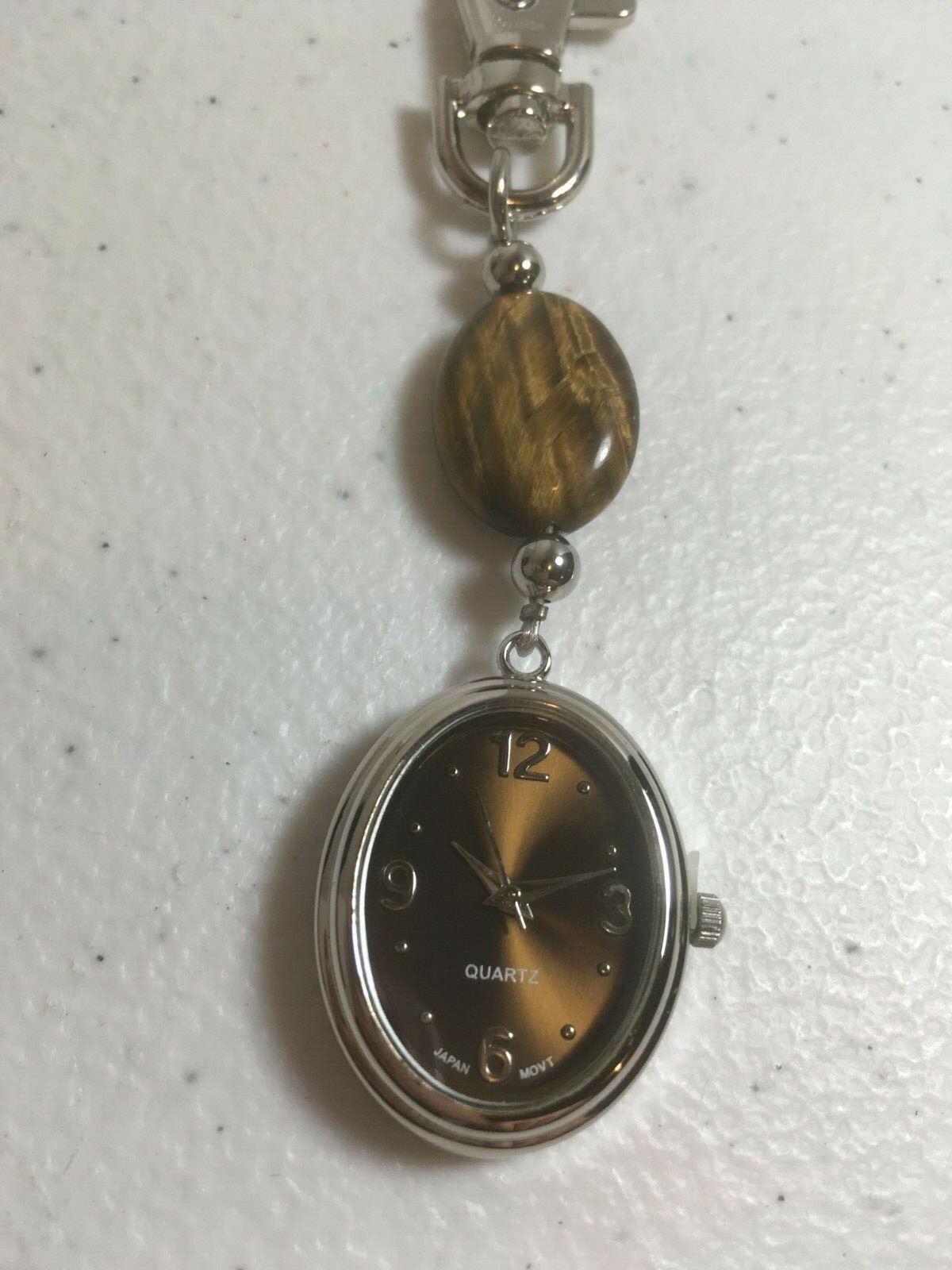 Clip Watch Tigers Eye Luck Inspiration Quartz Watch AVON New Battery WORKS GREAT