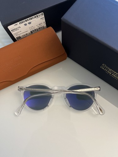 Pre-owned Oliver Peoples Gregory Peck Sun 47mm Crystal/blue Photochromic Msrp$487