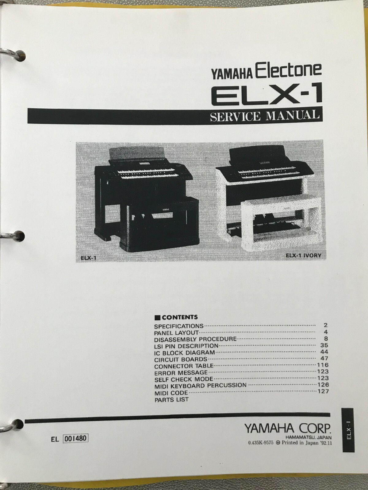 Yamaha Electone Model ELX-1 Service Manual | eBay