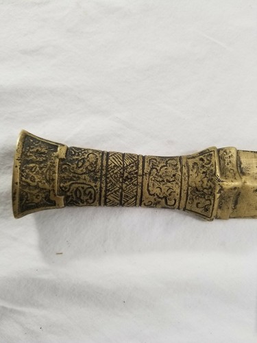 ANTIQUE ANTCIENT CHINESE SWORD TO WARD OFF EVIL SOLID BRASS VERY HEAVY