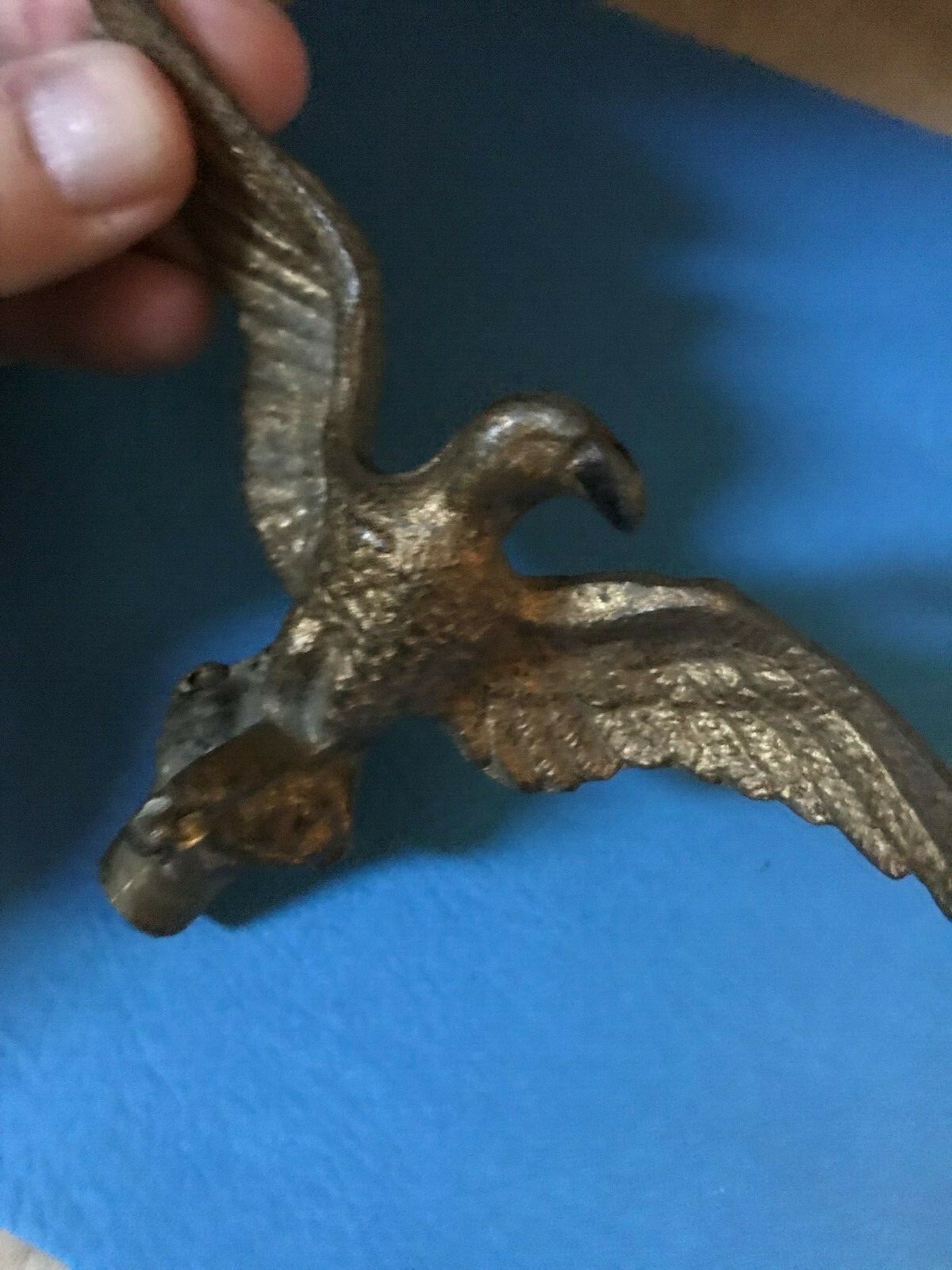 Vtg Brass Bald Eagle Flag Pole Topper Finial 5.1/4