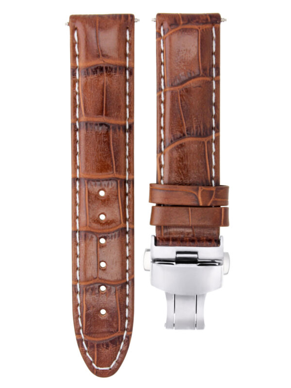 18mm Leather Watch Strap Band Clasp For Omega Seamaster Speedmaster L/brown Ws