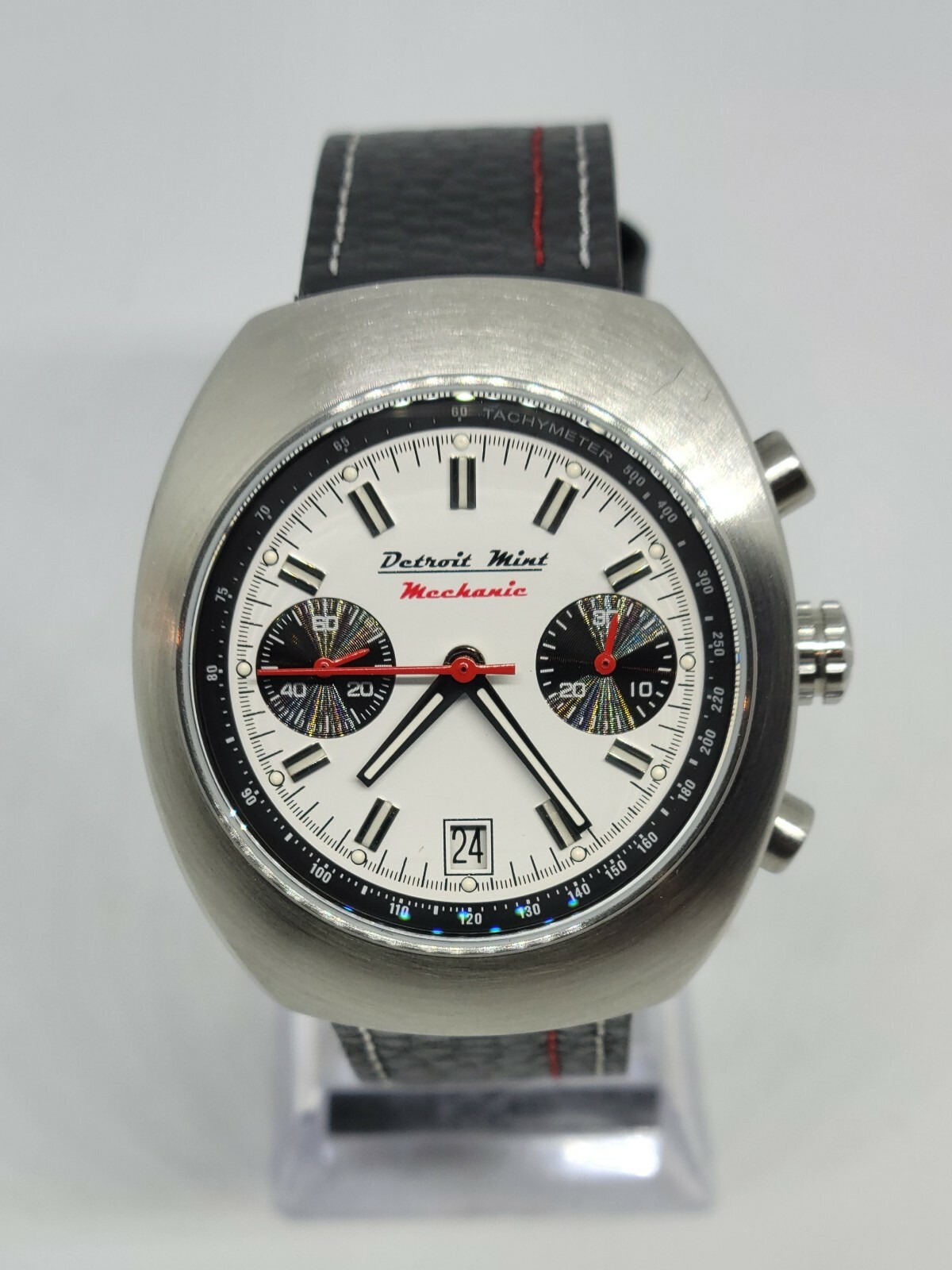 Pre-owned Detroit Mint Mechanic Automatic Chronograph White Panda 7734 Style