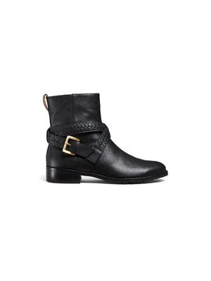

JACK ROGERS Женские черные кожаные ботильоны Moto Eliza с круглым носком на блочном каблуке, размер 7,5 м, Черный, 141191BT07