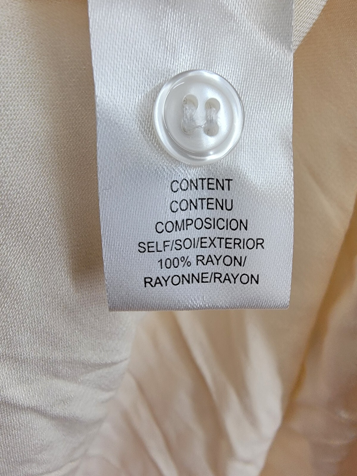 WAYF Fynn Satin Button Front Blouse Women's M Cream Patch Pocket Long Sleeve - Picture 16 of 19