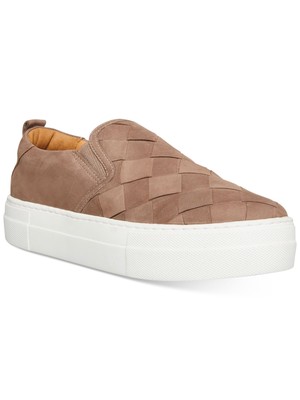 STEVE MADDEN Женские бежевые кроссовки на платформе с открытым носком из кожи Олдена без шнуровки, 7 М