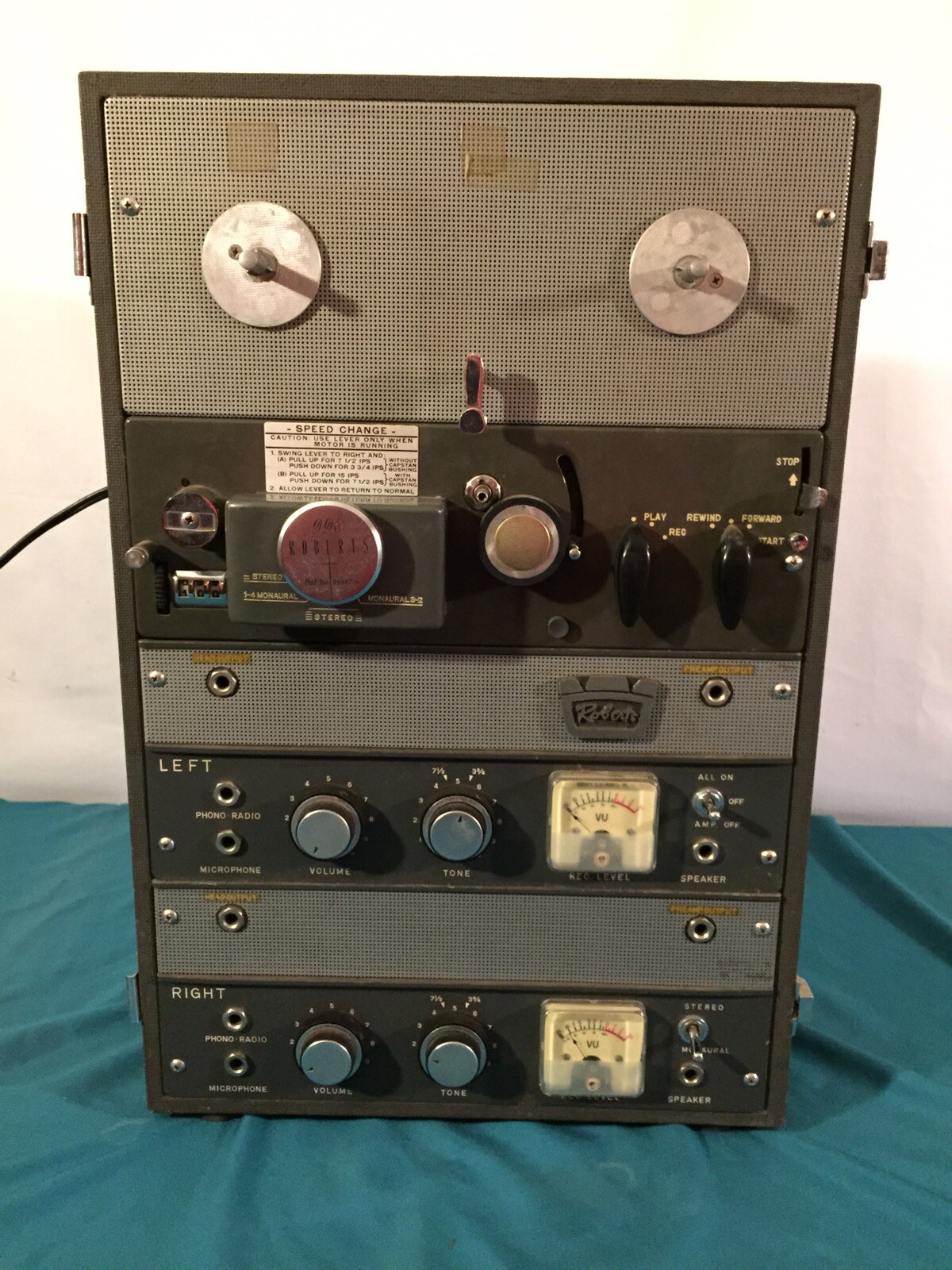 Vintage 1960's Roberts 990 Reel To Reel 2 Channel Powers Up Selling As Is Parts