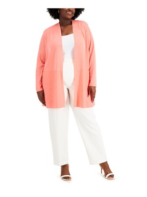 

ANNE KLEIN Женский коралловый кардиган с заниженными плечами и длинными рукавами с открытым передом плюс, Коралл