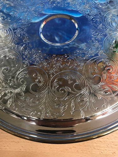 Antique Vintage Silver Plate Pedestal Cake Stand~Engraved Design