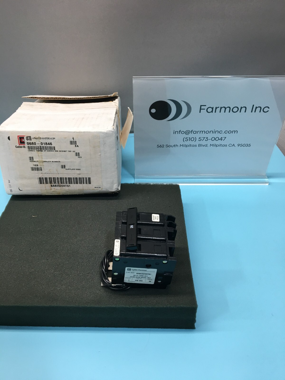 CUTLER-HAMMER BAB2020HTS1 AMAT 0680-01846 CBMAG THERM 2P 240VAC 20A, 125889