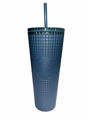 Starbucks Subzero Soft Touch Grid Matte Blue Venti 24oz Drinks Tumbler 2023 NEW