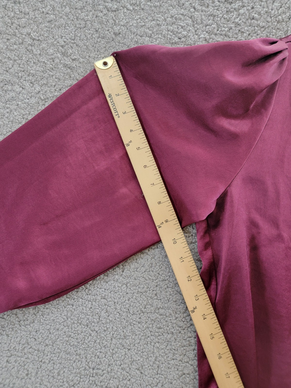 Karen Kane Shirred Blouse Womens XL Wine Solid Collared Long Sleeve Button Front - Picture 9 of 16