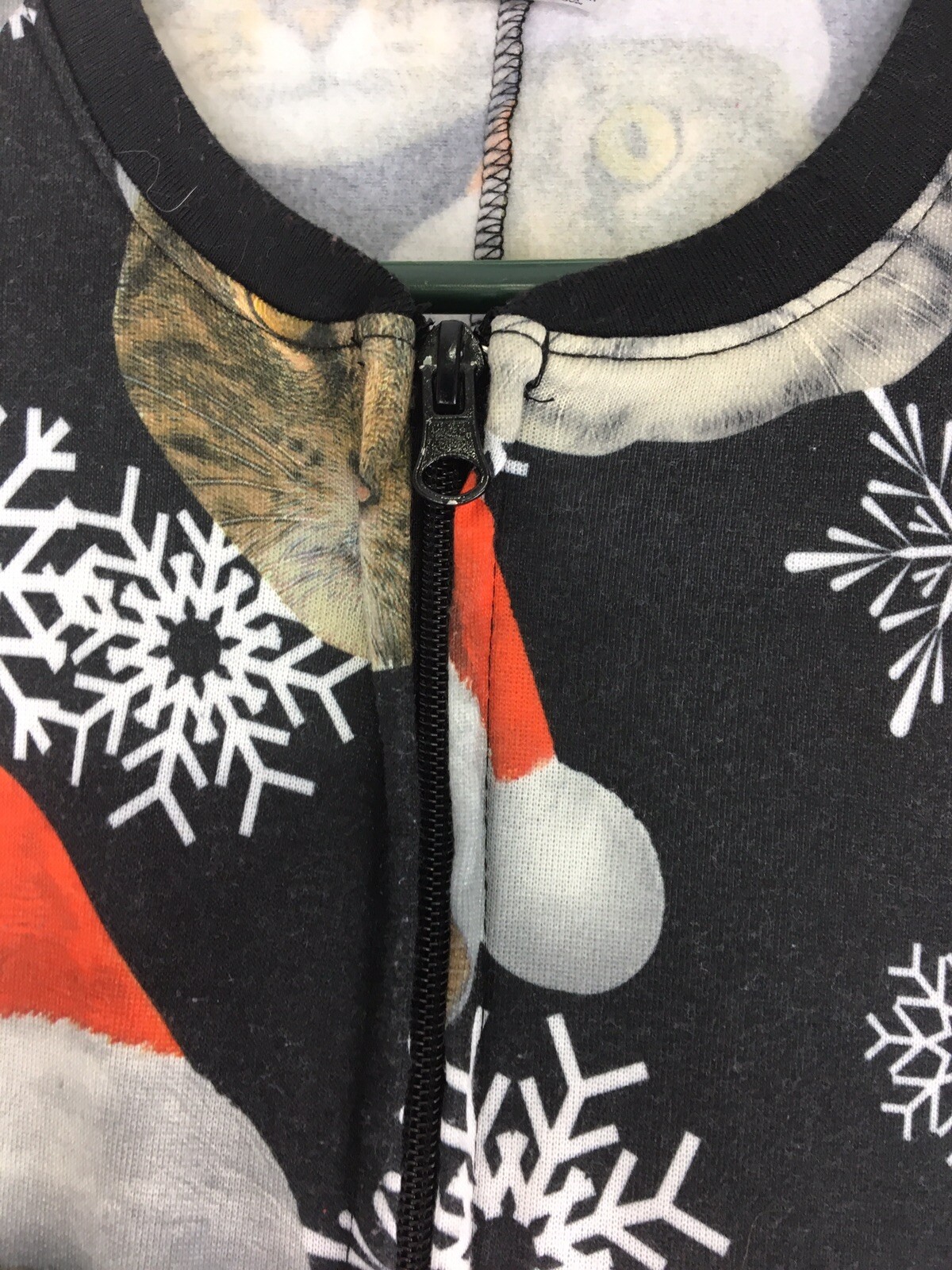 Unisex Cat Pajamas Size Medium One Piece Zip Up Christmas