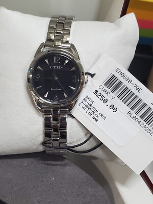 CITIZEN Eco-Drive WDR Black Dial Stainless Steel Women's Watch EM0680-70E ($250)