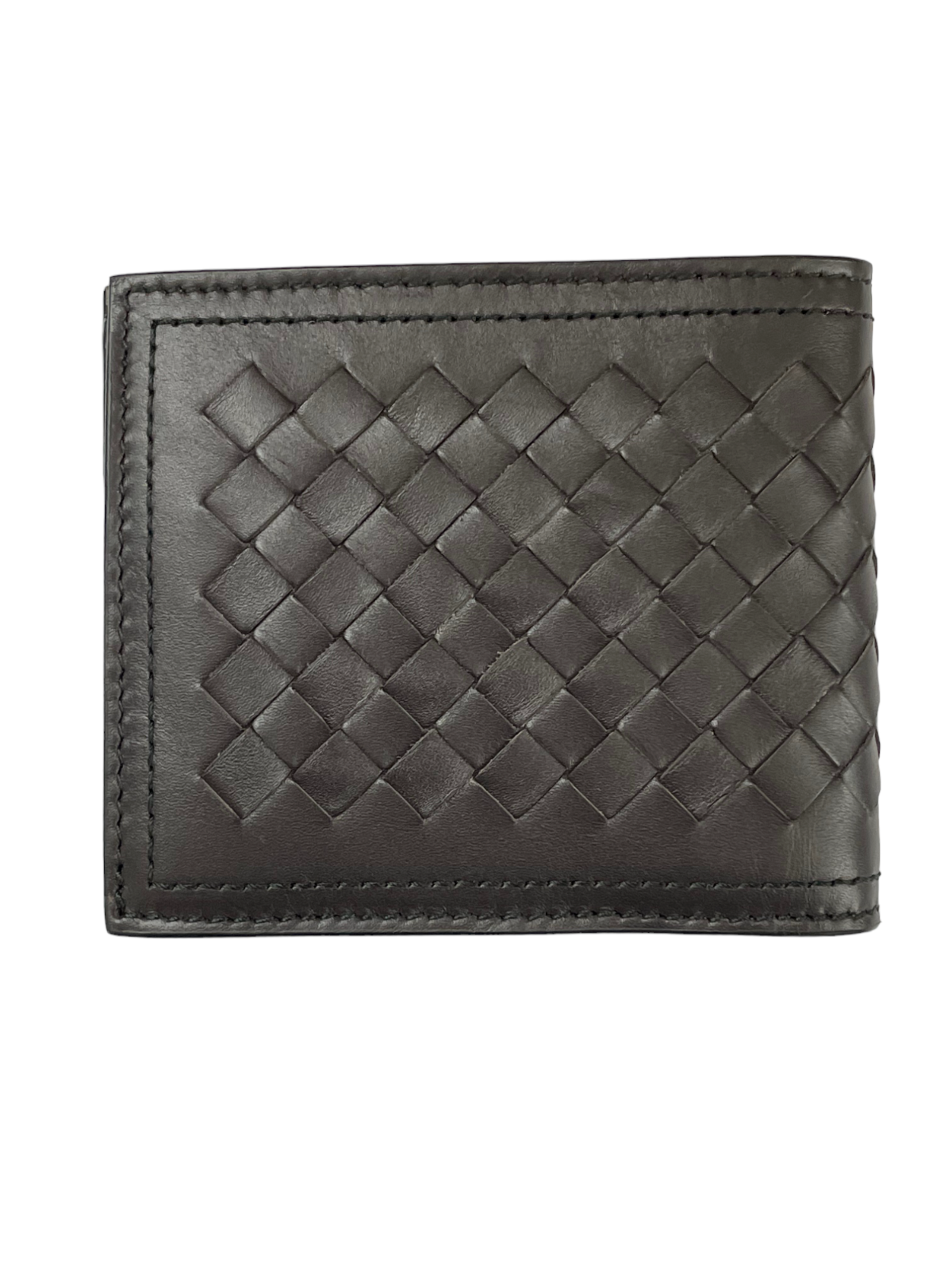 Pre-owned Bottega Veneta Intrecciato Bi-fold Wallet With Coin Purse, Dark Brown