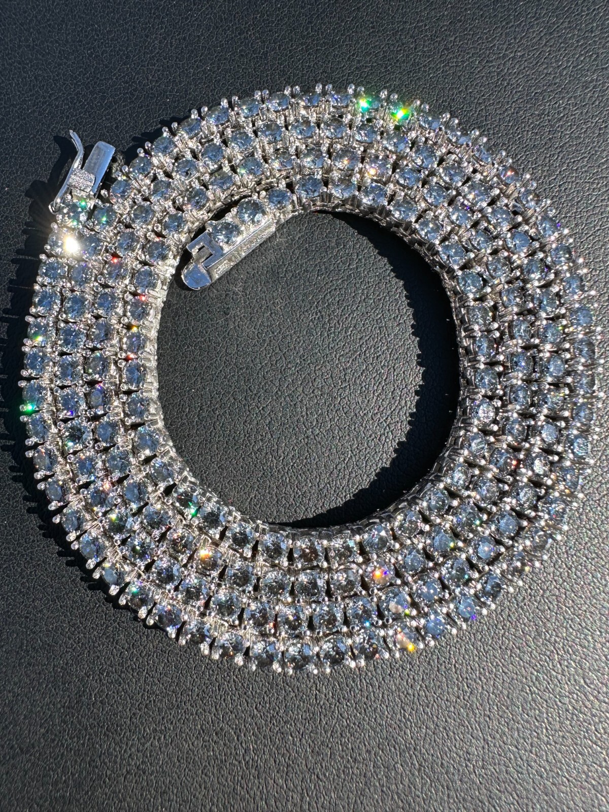 Pre-owned Silver Real Blue Gray Moissanite 3mm Tennis Chain 925  Iced Necklace Pass Tester