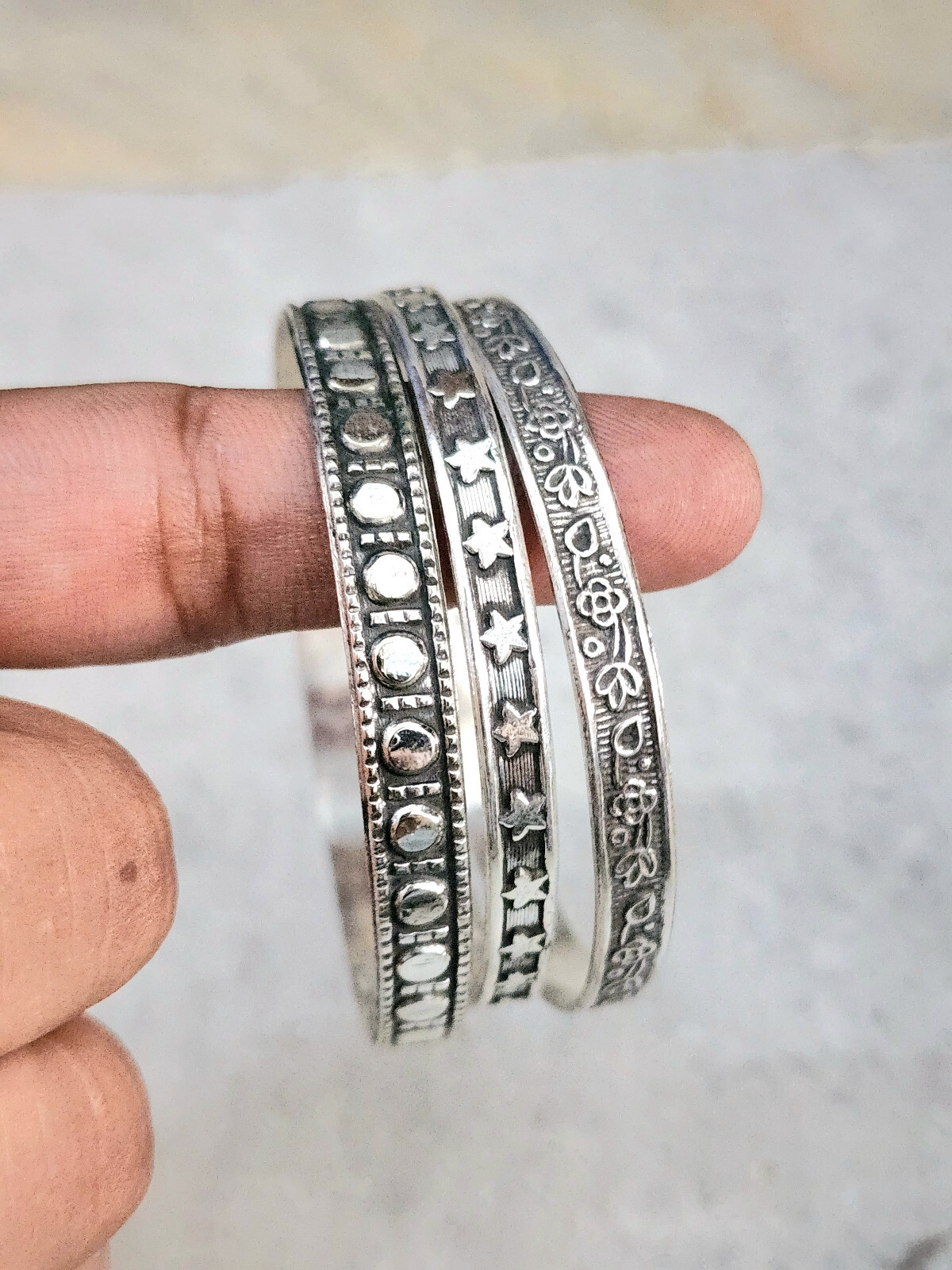 Popular West Indian Design Set Of 3 Bangle 925 Sterling
