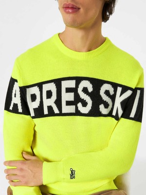 Pre-owned Mc2 Saint Barth Man Sweater With Apres Ski Lettering In Yellow