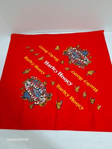 Vintage Harley Honey Red Floral Bandana Butterflies 1980s